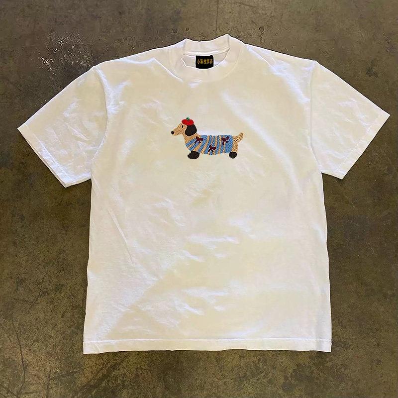 Pure Cotton Double Thread Loose Fit Short Sleeve Tshirt For Unisex And Unisex Breathable Comfortable American Retro Style Tshirt