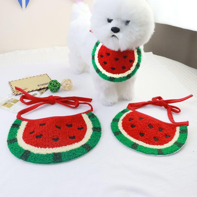 Pet Saliva Towel Dog Cat Collar Bib Puppy Cartoon Watermelon Scarf Pet Dress Up Accessories