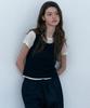 Shop Ara Awoo Double Layered T-Shirt_Ivory Black