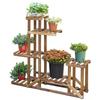 Flower Stand Plant Shelf 6 Tiers Four-Tier Flower Shelf Flower Staircase Flower Ladder Solid Wood Carbonized 98 x 28 x 96.5 cm