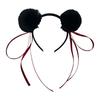 Furry Plush Balls Ribbon Anime Headband for Cosplay Parties Everyday Wear Fun Buns Hairstyles Hairhoop for Anime Event