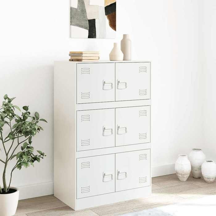 VidaXL Buffet White 67x39x107 Cm Steel, Cabinet, Sideboard, Storage Cabinet, Cabinets, Cupboard, Highboard, 841660