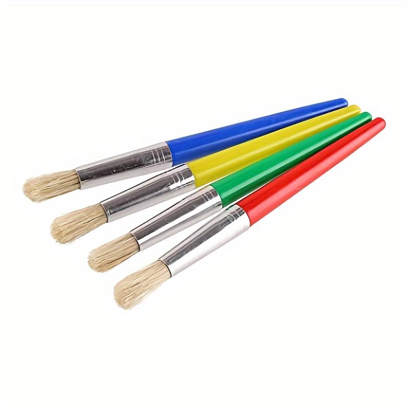 Spill-Proof Paint Cups with Lids and 4 Round Brushes, Multi-Color Plastic for DIY Painting Crafts