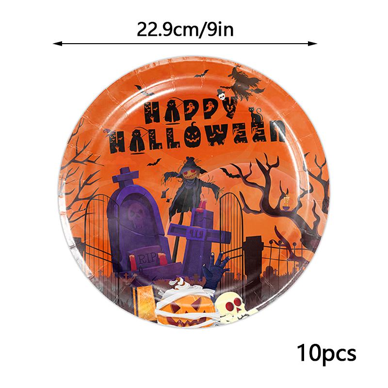 

Один комплект детской одноразовой посуды, набор бумажных тарелок на Хэллоуин, украшение для вечеринки в стиле салфеток 10pcs