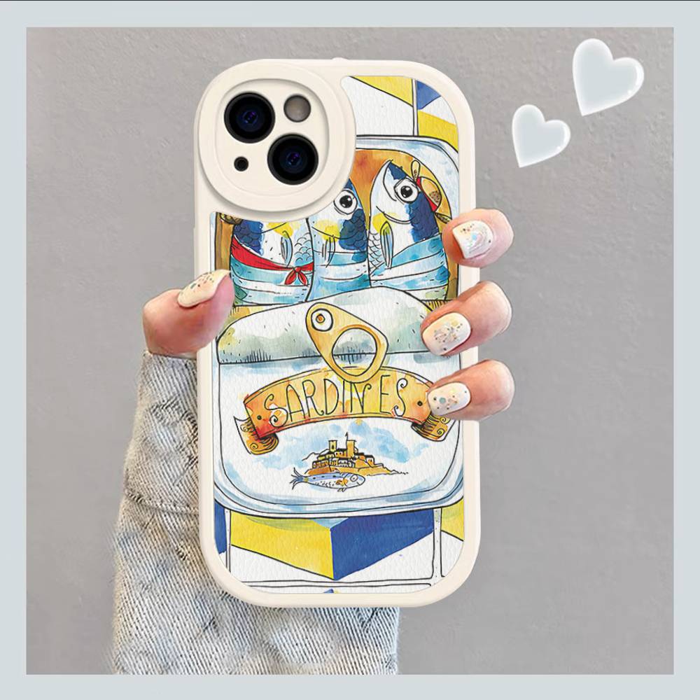 

Sardines Fish Phone Cover For IPhone 16 15 14 13 12 11 Pro Max Plus Leather Soft Case iphone XR
