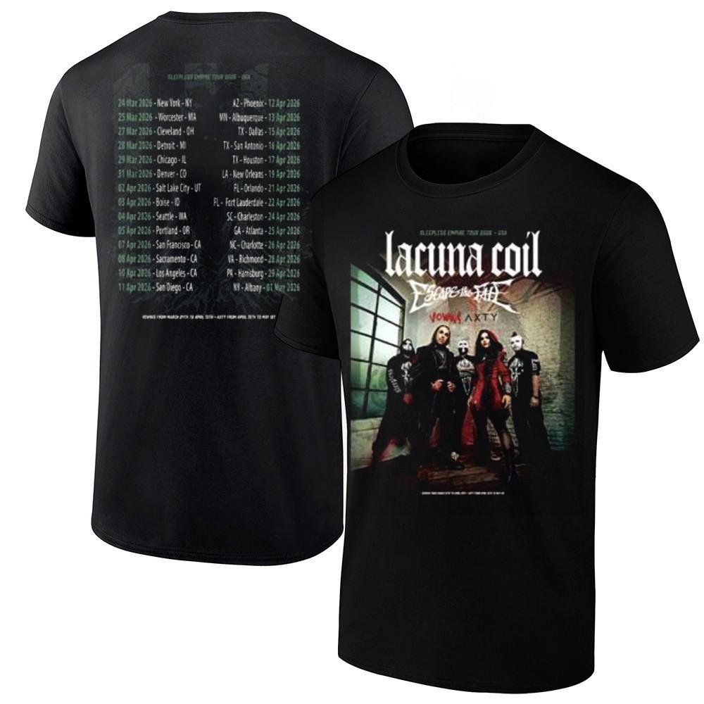 Lacuna Coil The Sleepless Empire Tour 2026 North America 3D POLYESTER Shirt L