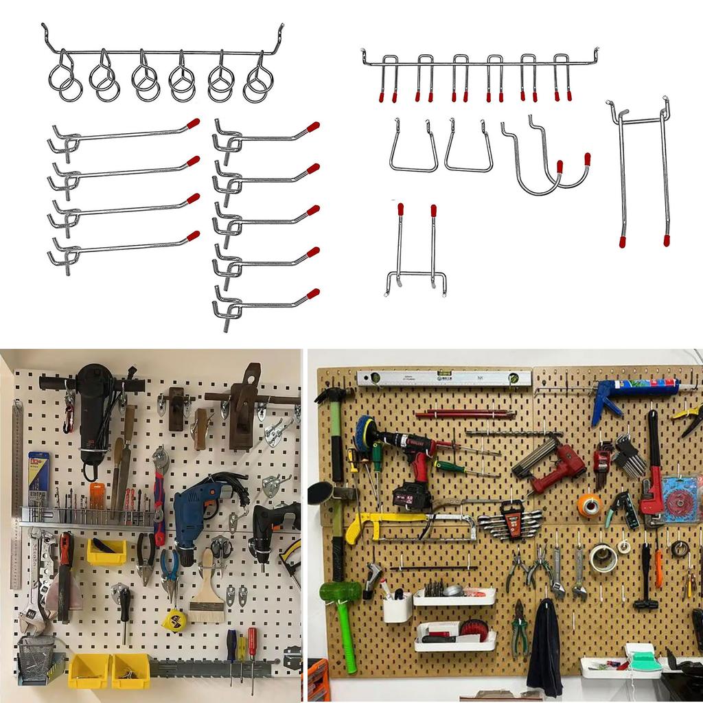 Multipurpose 114pcs Pegboard Hook Set with Sturdy Metal Bins for Organizing Tool Craft Supplies and Power Equipment