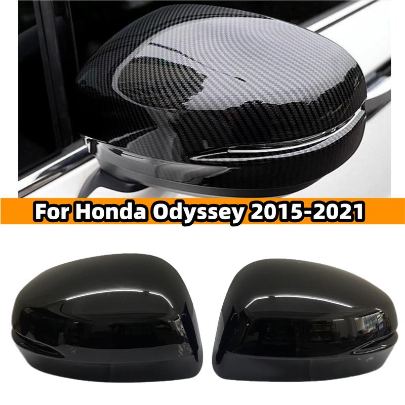 Glossy Black/Carbon Fiber Look Rearview Side Mirror Cover For Honda Odyssey 2015- Wing Cap Exterior Door Rear View Case Trim