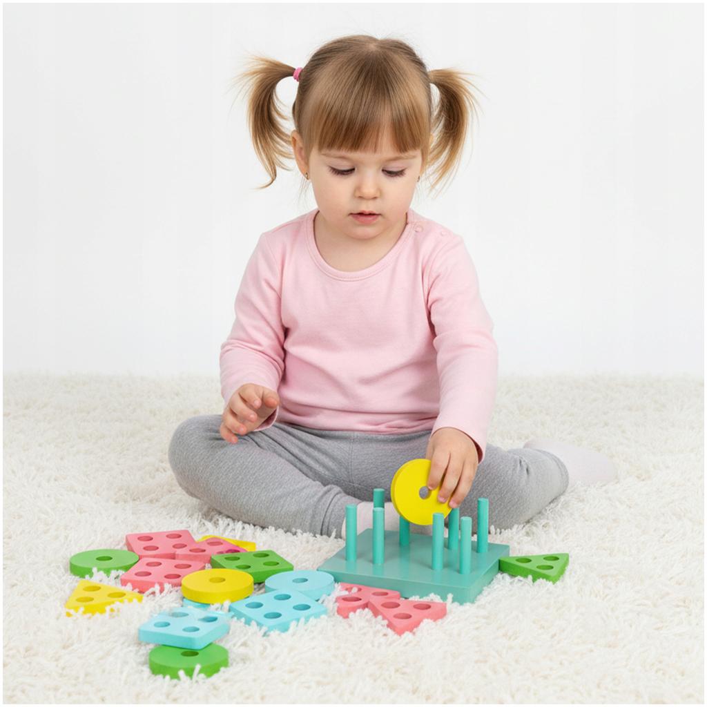 Wooden Blocks Eco Sorter Pastel Small Logical Puzzle