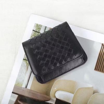 Porte-cartes tissé en peau de mouton Portefeuille court clip multifonctionnel Unisexe Sac à cartes simple et pratique Sac à monnaie