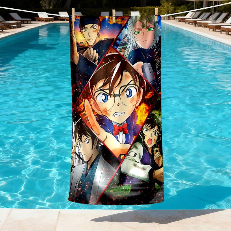 Detective Conan Print Beach Towel Design, Soft, Lightweight. for Home Bathroom, Spa, Pool, Yoga, Surfing, Camping, Gift for Family, Friend