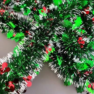 2PCS Reusable 2M Christmas Garland Shiny Tinsel Pendant Prop Tinsel Garland DIY Adjustable Ribbon Garland Party Decor