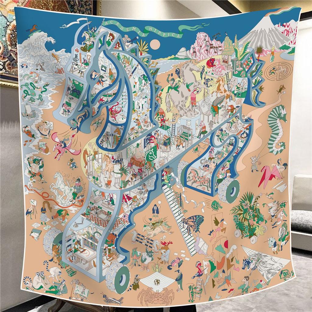 Sciarpa Quadrata da Donna in Finta Seta e Lana 110X110M Elegante Chic Lusso Regalo di Natale Compleanno Festa Ufficio Wrap Quotidiano