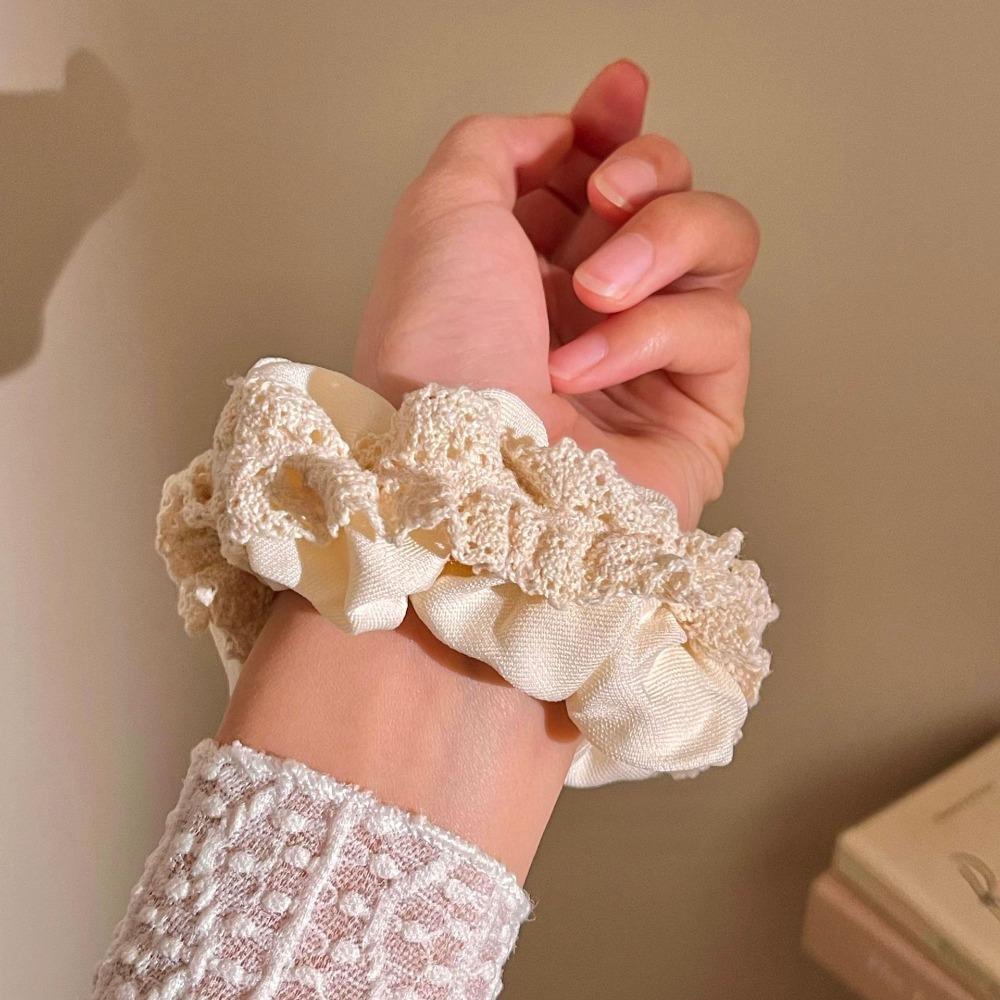 3pcs Lace Intestine Hair Loop Girlish Feeling Tied Hair Headband High Elasticity Non Damaging Rubber Band Cute Hair Accessories