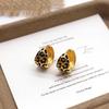 Elegant Leopard Print Ear Cuff and Round Stud Earrings - Stylish, Versatile, High-End Accessories for Women