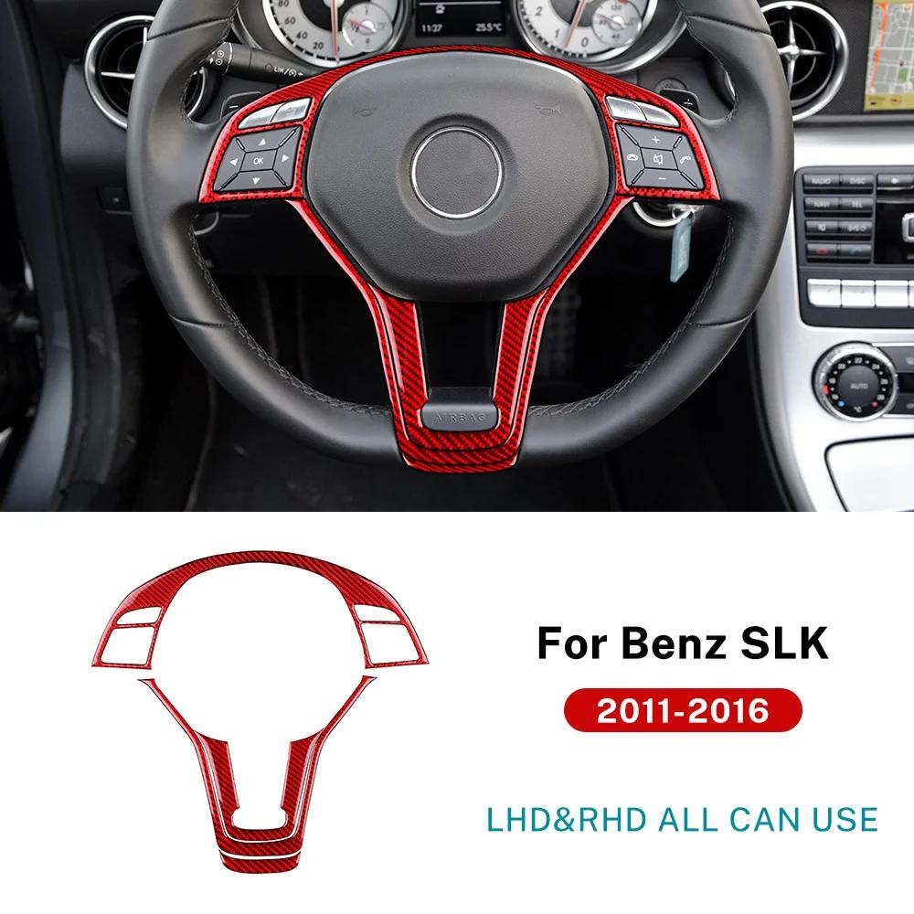 For Mercedes Benz SLK R172 2011 2012 2013 2014 2015 2016 Real Soft Carbon Fiber Car Steering Wheel Button Panel Trim Sticker