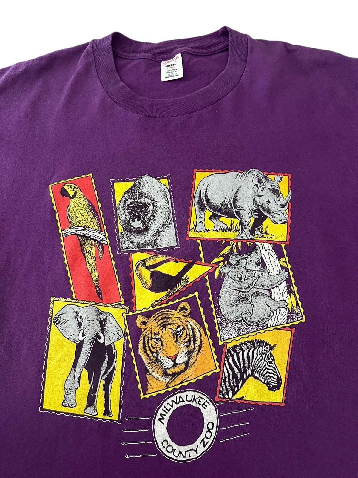 Vintage Milwaukee County Zoo T Shirt Men’s XL Purple 90’s USA Nature 3XL