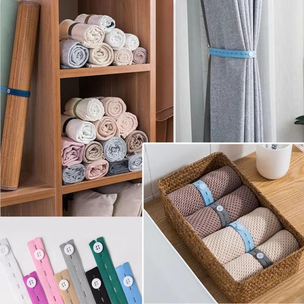 1/2/10/30Pcs Adjustable Closet Storage Strap Roll-up Clothing Fixing Belt  Closet Organization