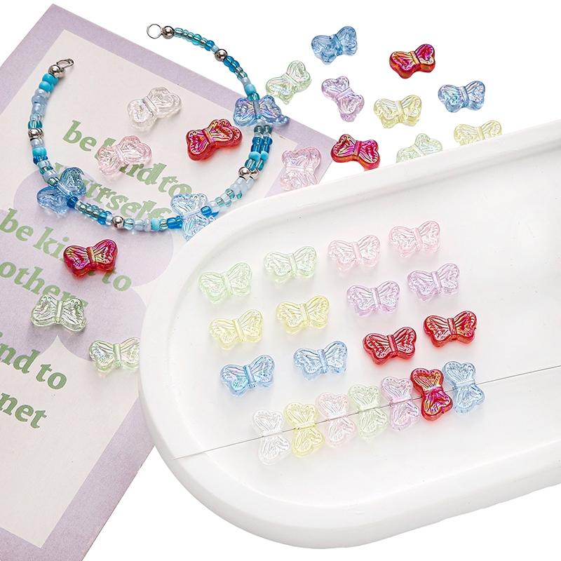 [14x8mm] Color-plated Butterfly Beads Acrylic Butterfly Beads For Earring Bracelet Necklace Keychain DIY Jewelry Making Accessories