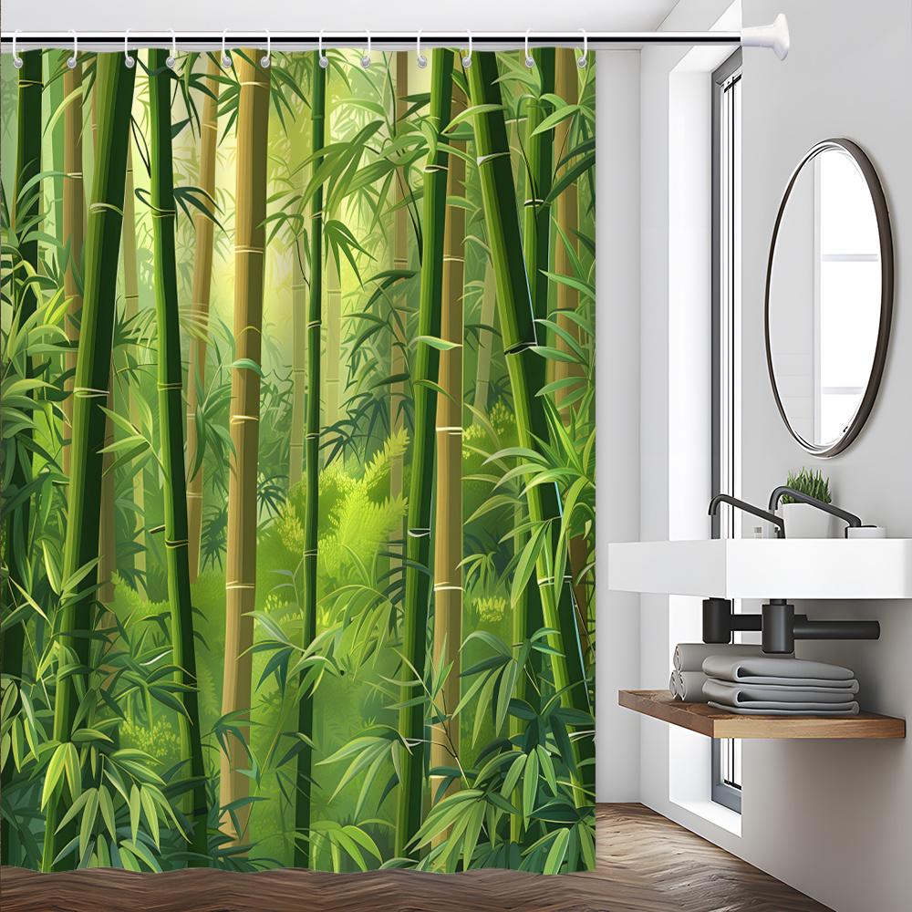 

Serene Bamboo Forest Bath Curtain - Lush Greenery & Calming Design, Waterproof Home Decor Adds Zen to Your Bathroom W90XH180cm