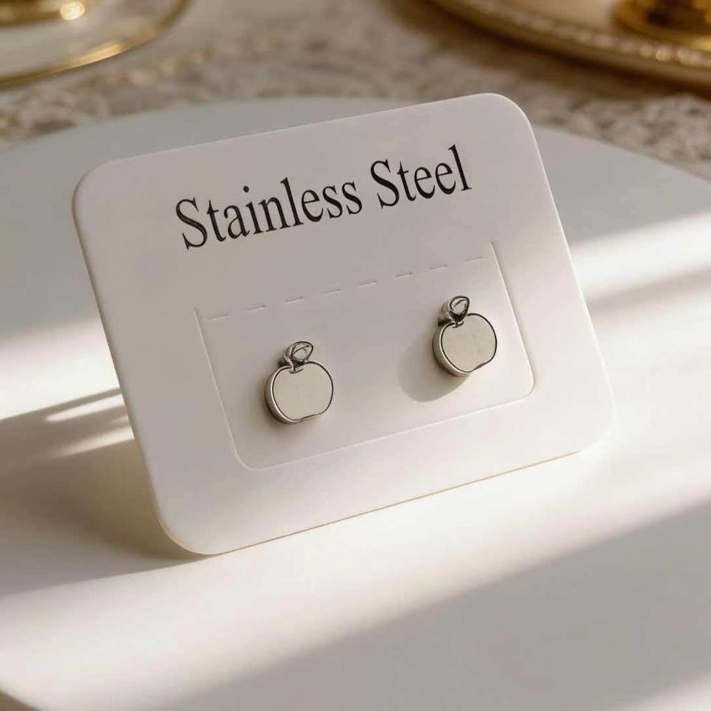 Luxury Stainless Steel Apple Stud Earrings for Ear Cartilage Care
