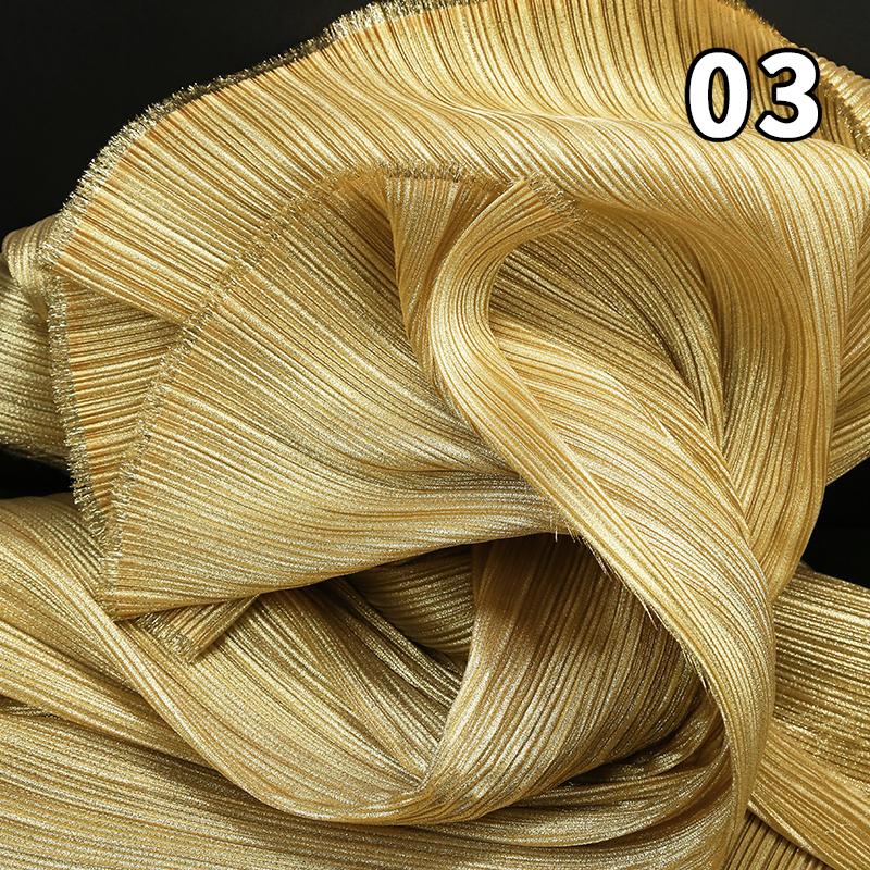 1M Metallic Organ Pleated Fabric Pearlescent Yarn Texture Pleated Designer Fabric For Wedding Stage Dress Textured Background