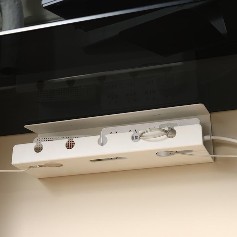 Under Desk Cable Management Cable Tray Under Desk with Clamp Power Strips Cord Holder No Drilling Spacious