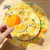 Trendy Aesthetic Decals for Teens 50PCS Cartoon Orange Theme Stickers, Healing Style Waterproof Vinyl Fresh Fruit Stationery Decals, DIY Scrapbooking