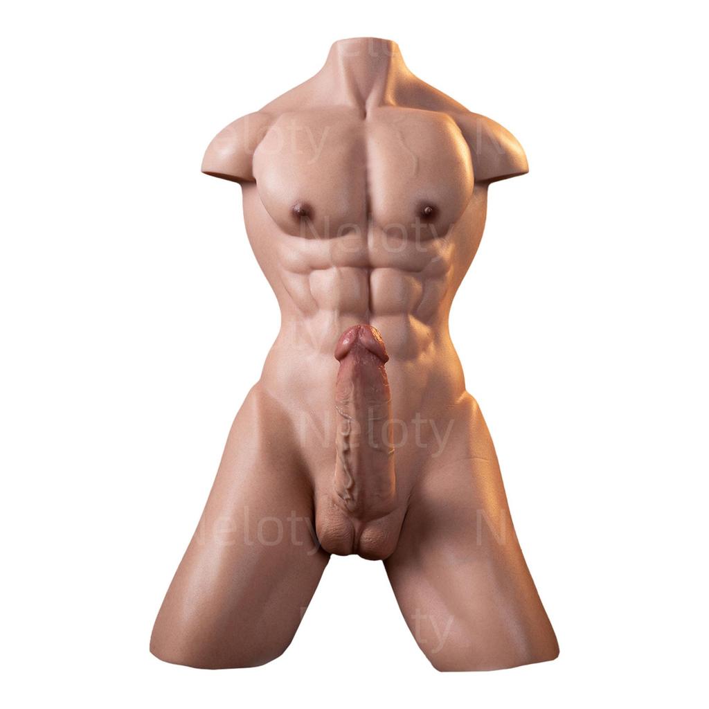 24.5LB Realistic Male Torso Sex Doll with Flexible Huge Dildo, Unisex Masturbator with Tight Anal for Women & Gay Couples