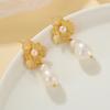 European and American Natural Freshwater Baroque Pearl Earrings Women's S911 Silver Needle Niche Design Sense Flower Earrings Tide