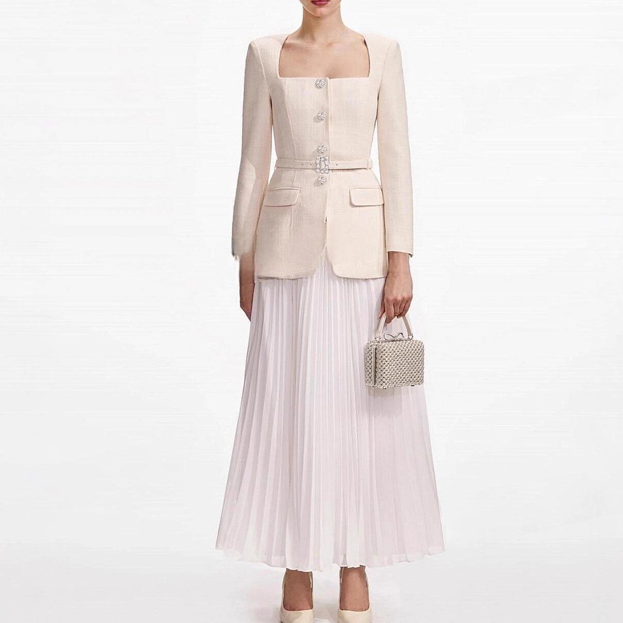 

2025 Fall/Winter Vietnamese French-Style Luxury Women s Patchwork Chiffon Dress S
