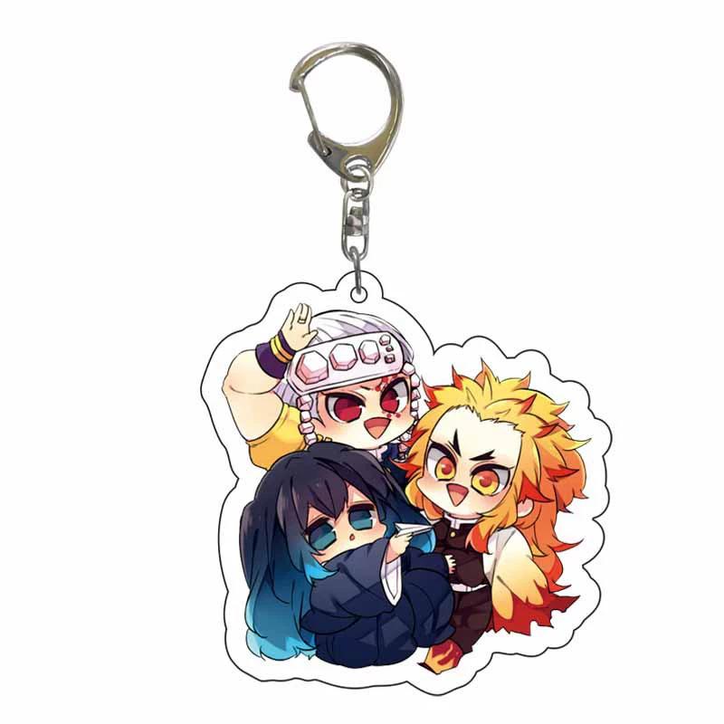 Keychain Pendant Anime Demon Slayer Kimetsu No Yaiba Kamado Tanjirou Double Sided HD Bag Pendant Gift For Fans Cosplay Props Jewelry Gift