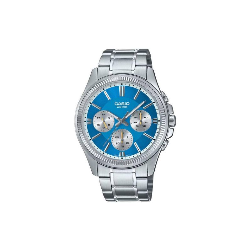 Casio 50M Waterproof Quartz Movement Stainless Steel Watch 48.5*42Mm Men Watches Blue MTP1375D-2A2