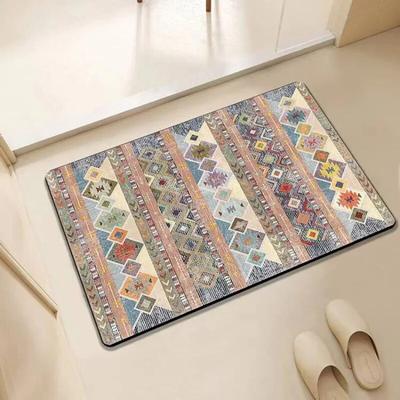 40*60cm Crystal Velvet National Style Carpet Retro Persian Style Living Room Sofa Floor Mat Homestayrug Bohemian Door Mat