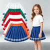 Mädchen Faltenrock Kinder Hohe Taille A-Linie Schuluniform Gestreifter Saum Kurzer Rock Täglich Tanz Sport Bühne Lässig Sommerrock
