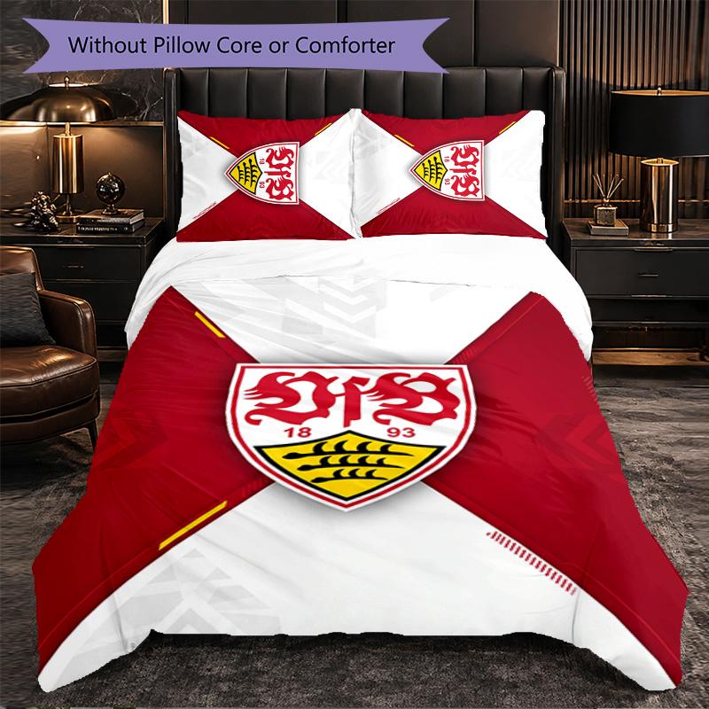 Biancheria da letto a tema VfB Stuttgart Set 3 Pezzi Copripiumino Biancheria da letto Decorativa per Camera Adolescenti Decorazione Casa