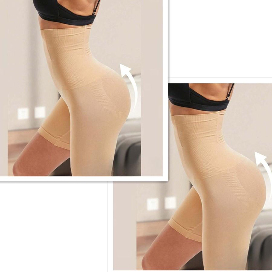 2-teiliges Set hoch taillierte, bauchumschließende Unterwäsche für Frauen mit starkem Gesäß, formende Taillenslips, formende Höschen