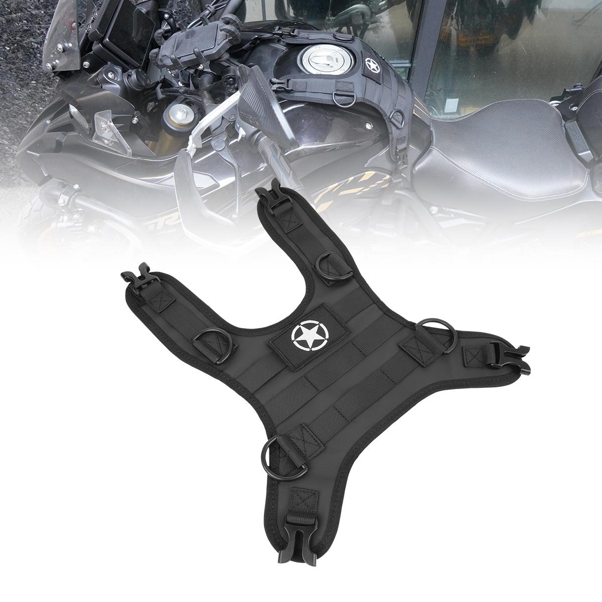 Motorcycle Fuel Tank Bag Base Vest Portable Motorbike Tank Bags Mounting Kit for Universal Off-road Motorcycle Fuel Tank Pack BLACK B star