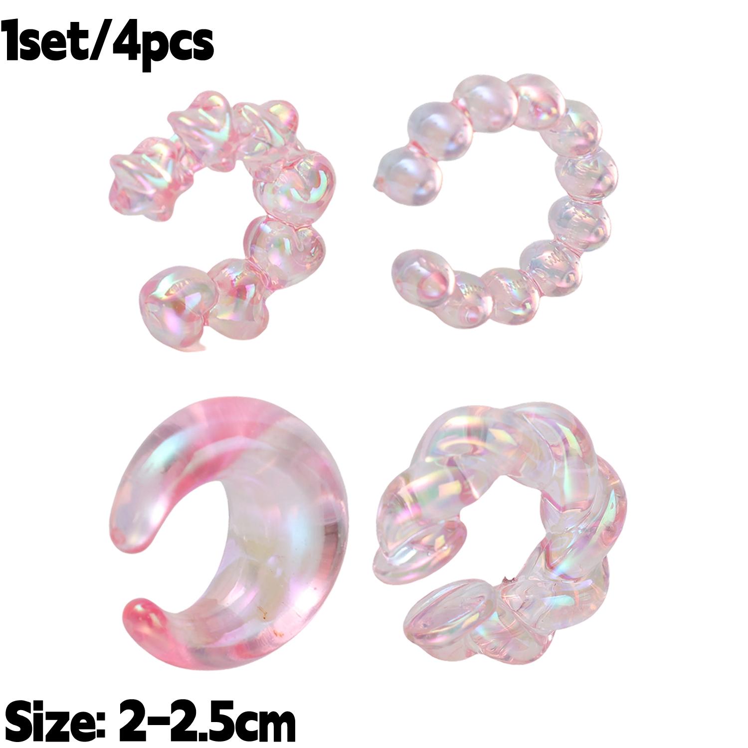 

Women Threadless Ear Cuffs Set Fashion Transparent Colorful Dopamine Irregular C Shape Clip Earrings Party Jewelry Gifts