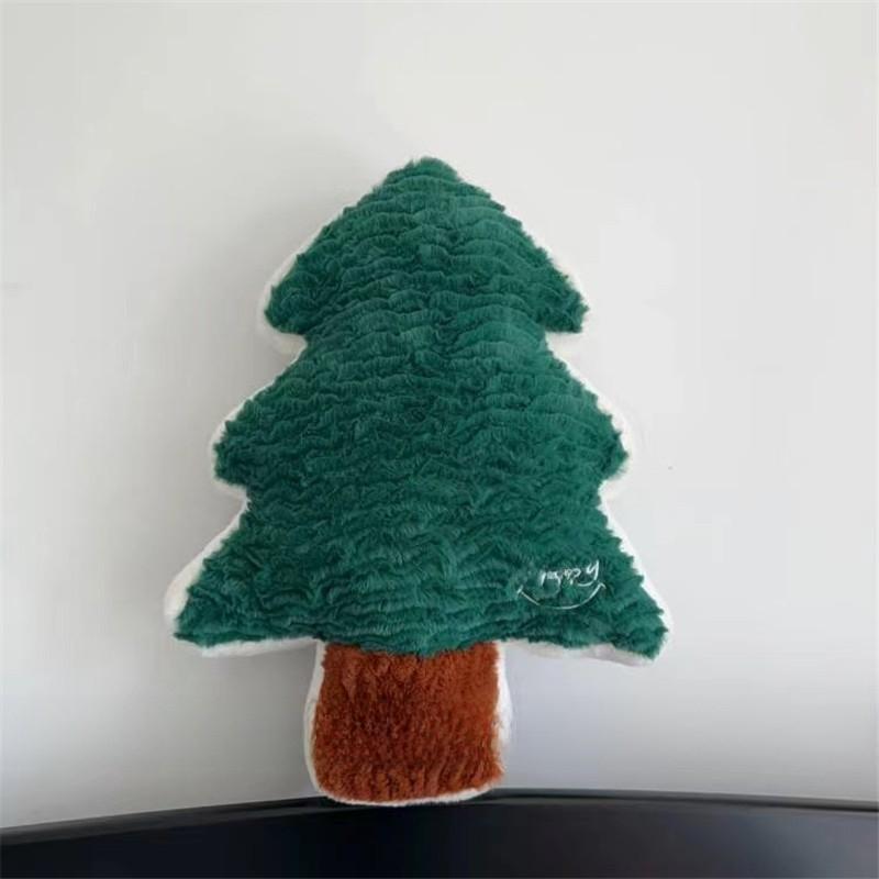

Creative Tree Shaped Plush Cushion With Embroidered Flower Pattern For Living Room Decor Cold Pine,45cm