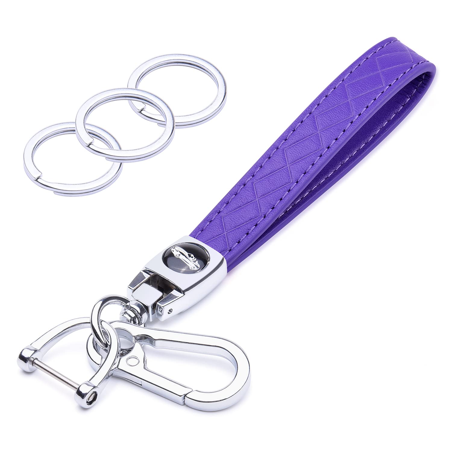 

[Wisdompro] Car Key Chain, PU Leather, Car Key Chain, Lost Prevention, Smart Key Universal Type, Stylish, Unisex, Purple