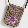 Bohemian Style Pu Flower Embellished Shoulder Bag With Magnet Closure For Daily Use