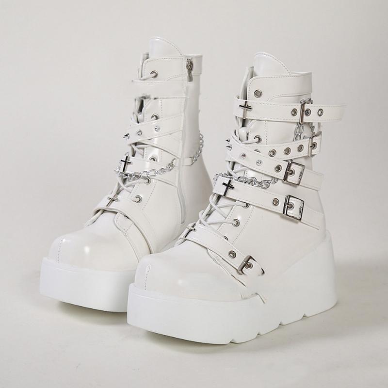 Gothic Platform Vampire Women Mid Calf Boots Winter Women Boots Shoes
