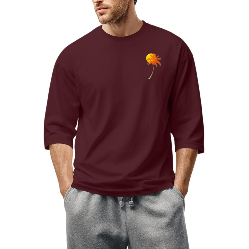 Men'S Round Neck Three-Quarters Sleeve Top Casual Fashion T-Shirt