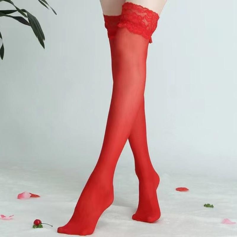 Women Fishnet Stockings Thigh Highs Sexy Lingerie Neon Color Summer Thin Transparent Socks Women Lace Stocking Medias