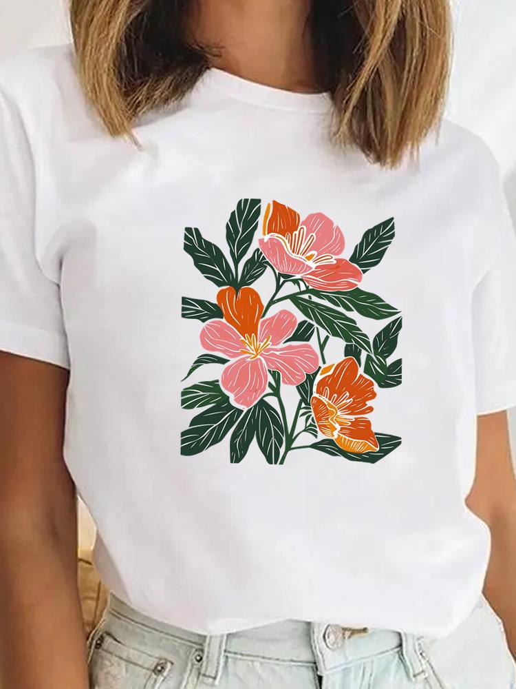 Tee Sweet Trend Flower Cute Clothes Clothing for Unisex Female Casual Top Short SleeveGraphic Tees Playeras De mujeres