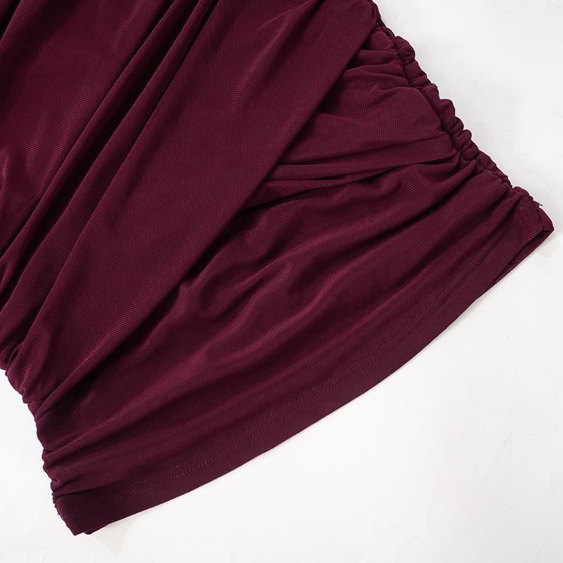 GMXIA Damska Jesienna Koszulka Top z Siateczki w Jednolitym Kolorze, Seksowna Plisowana z Długim Rękawem