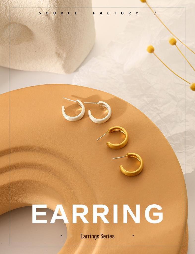 Elegant 925 Silver Circle Stud Earrings for Women - Simple, High-End, Fashionable, and Unique.