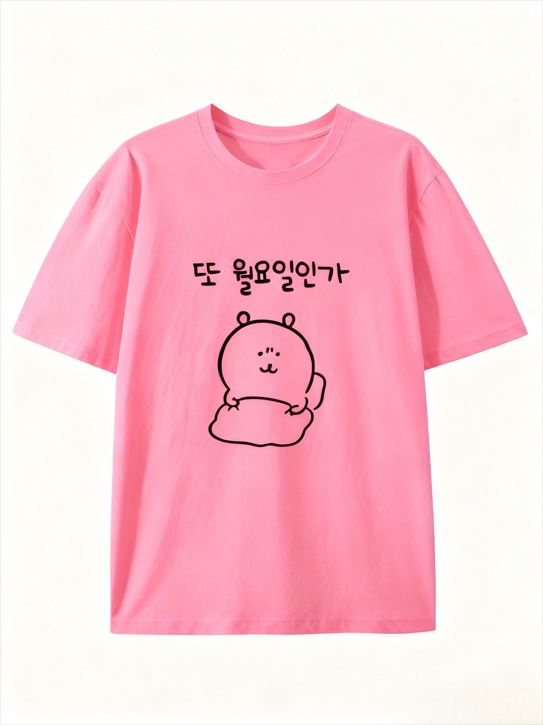 

Summer Short Sleeve TShirts Fashion Cute Cartoon Print Round Neck Breathable for Oversized Casual Loose Unisex Top 3XL
