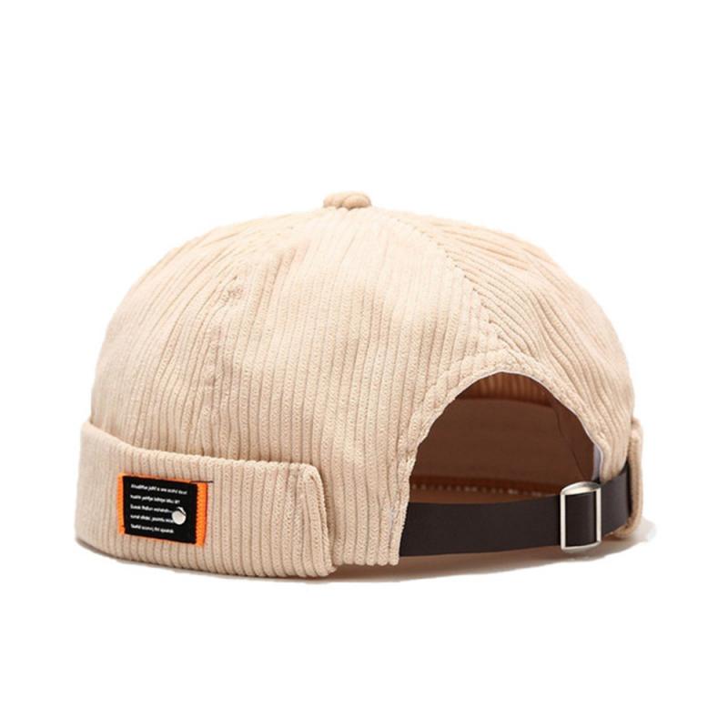 Unisex Cord Samt Unifarbene Mützen ohne Schirm für Männer Frauen Streetwear Hip Hop Hüte Retro Beanie Docker Mützen Verstellbare Kuppelmützen